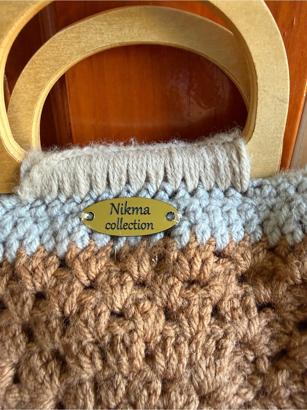 Cream and Brown Handcrafted Crochet Tote